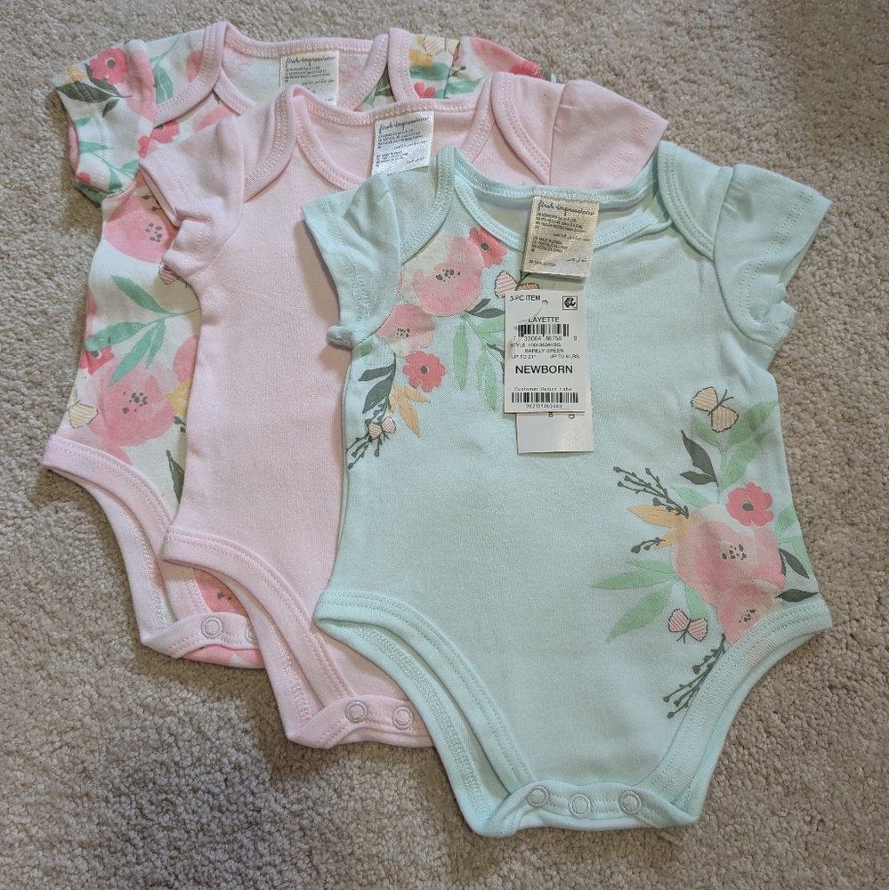 3 Piece Newborn Onesie Set